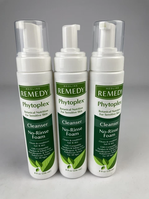 Lote de 3 remedios fitoplex limpiador de cabello y piel sin enjuague Medline 8 oz NUEVO