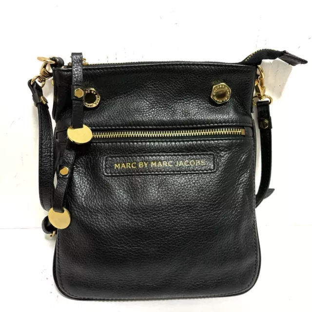 Auth MARC BY MARC JACOBS - Black Leather Shoulder Bag