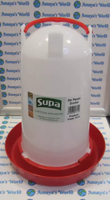 Supa Red and White Plastic Poultry Drinker 3L