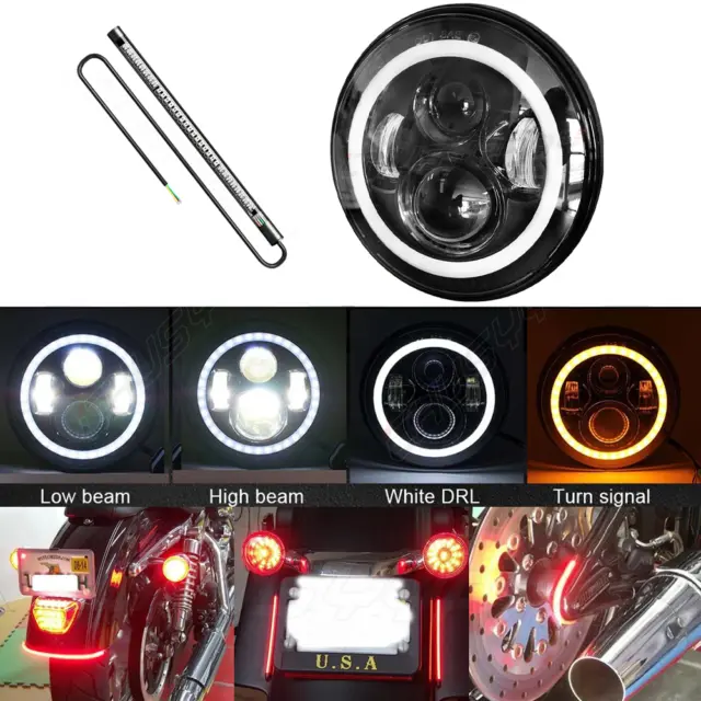 5-3/4" 5.75" inch LED Headlight DRL + LED Tail Light Strip for Motorcycle Motor