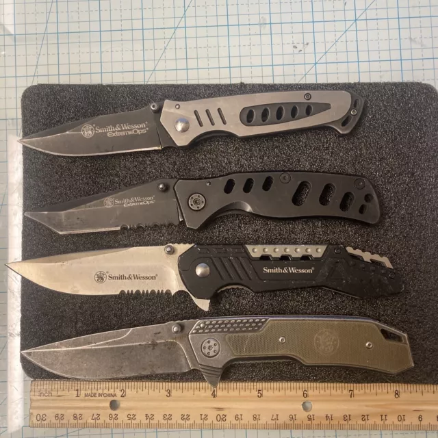 USED TSA Lot Of 4 Smith & Wesson Tactical Knives- SW609; SW607S; CK10HBS; SWA8. 2