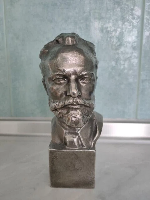 Compositore Pyotr Tchaikovsky URSS russo Metal Bust Figurine Statue Vintage 5756