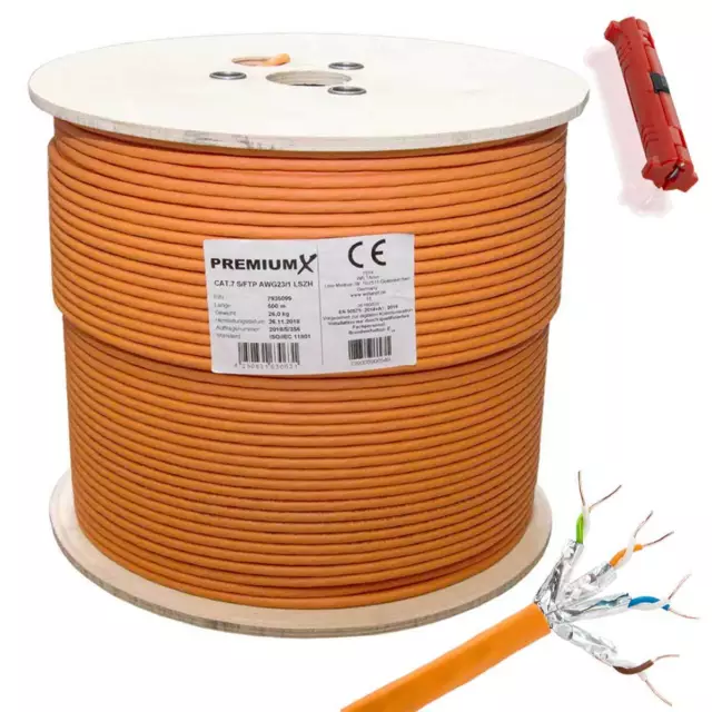 PremiumX CAT 7 Netzwerkkabel LAN Kabel Ethernet Datenkabel Verlegekabel 500m