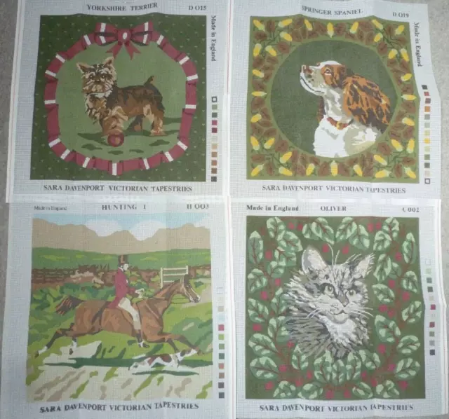 4 x TAPESTRY CANVAS - YORKSHIRE TERRIER/ SPRINGER SPANIEL/ HORSE / TABBY CAT