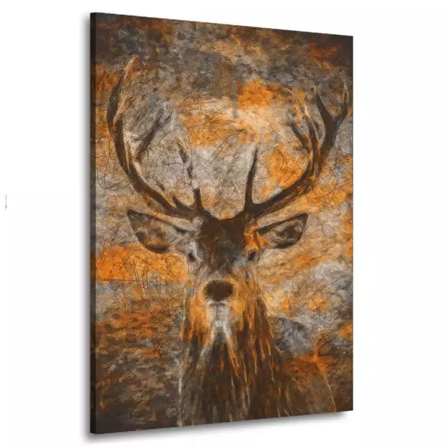 Quadro moderno stampa su tela astratto cervo Brown Edtion animal canvas