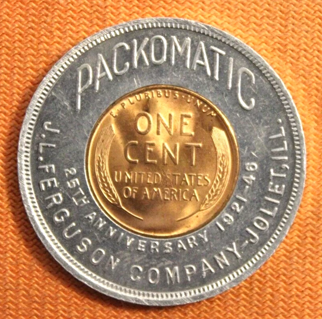 BU Red 1944 Encased Wheat Penny, Cent, Token Keep Me and Never Go Broke