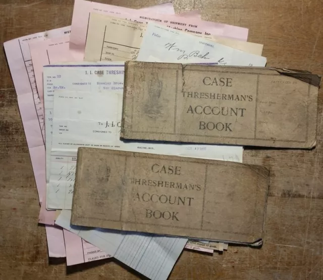 1907-1916 J.I. Case Threshing Machine Co, Account Books Receipts Invoices Racine