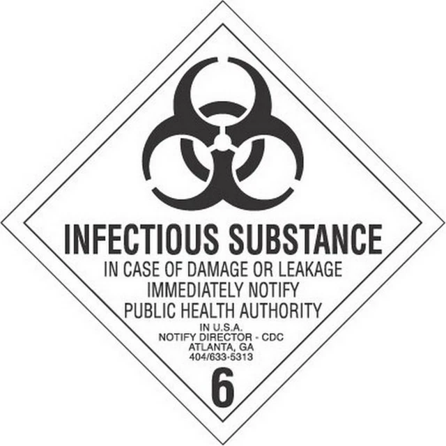 4" x 4" Infectious Substance D.O.T. Class 6 Hazard Labels (500 per Roll)