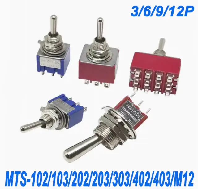 Toggle Switch MTS-102-103-202-403 3/6/9/12 Pin 2/3 Position SPDT ON-On On-Off-On