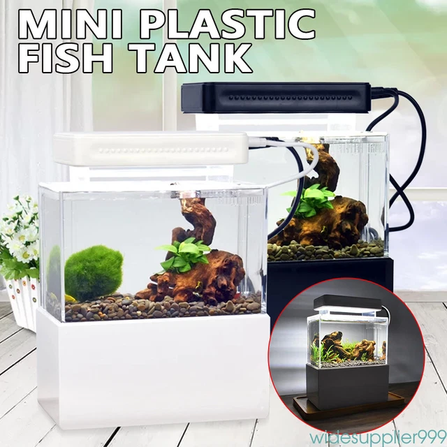 Fish LED Aquarium Tank Betta Breeding Building Desktop Small Tank + Pump Quiet