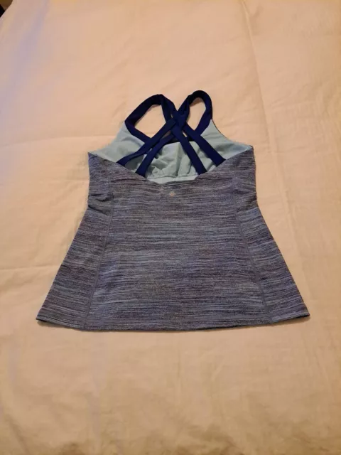 Lululemon Enhearten Tank Space Dye Camo Caspian Blue/Sapphire Blue 10 Energy Bra