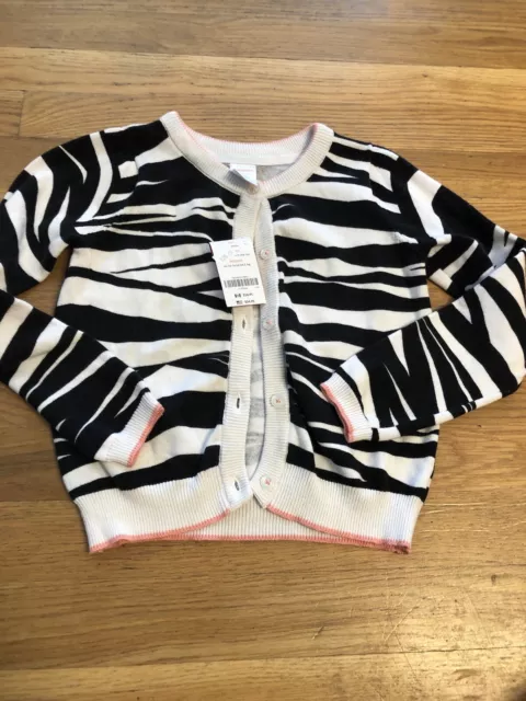 Gymboree Animal Party Black & White Zebra Cardigan Sweater Girls S 5-6 NEW NWT