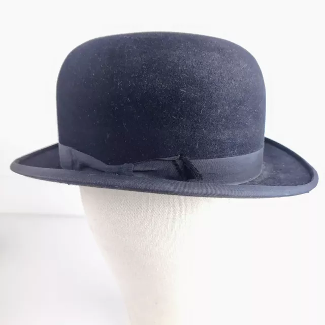 Vintage 'The Marlyte Hat' Black Bowler Derby Hat - Fur Felt - Size 7 1/8th