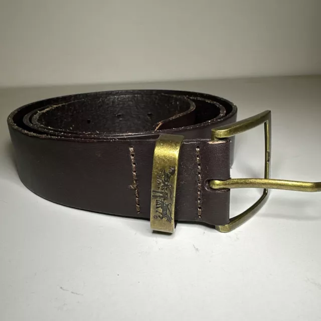 Men's Levi's Brown Leather Belt Size 100/40 Made in Italy Full Grain
