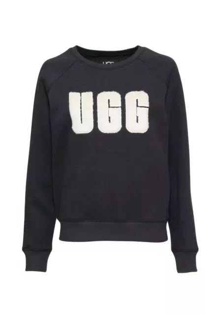 100% UGG Brand Medeline Fuzzy Logo Black Women's Long Sleeve Sweater Sweatshirts