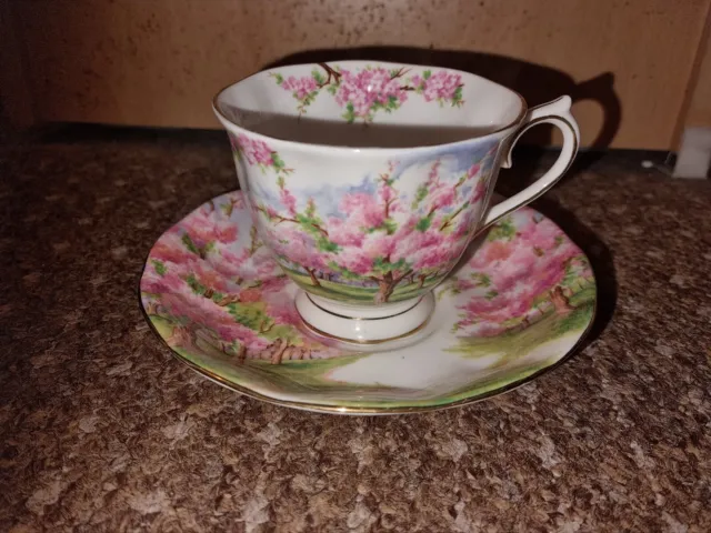 Vintage Royal Albert "Blossom Time" Tea Cup Saucer Art Deco 1935