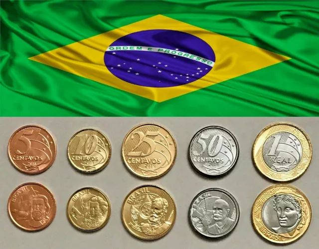 BRAZIL - Complete SET of 5 Coins (centavos, real) 2018 - UNC