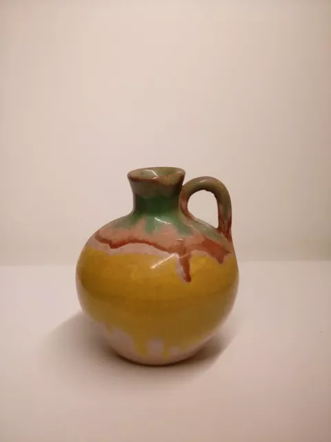 Hand painted 3" studio pottery jug/vase. Unsigned.