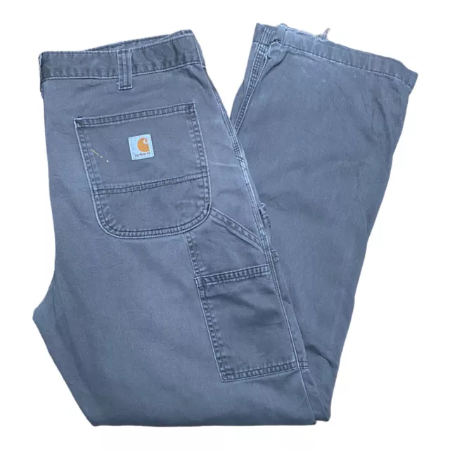 CARHARTT Carpenter Trousers W35 L32 Grey & Black Relaxed Fit See Images For Con