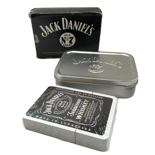 JACK DANIELS WHISKY Advertising Playing Cards With Silver Tin Box EUR 12,90 PicClick FR