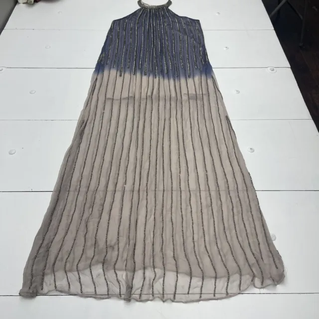 Parker Blue Beaded Silk Ombre Maxi Dress Women’s Size XS