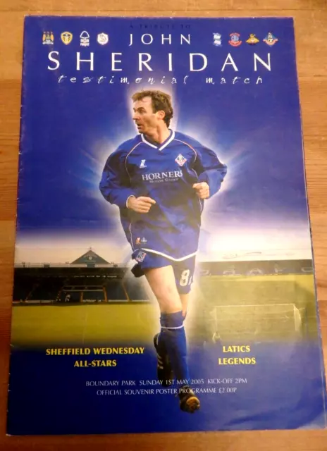 John Sheridan Testimonial  Programme Oldham Athletic v Sheffield Wednesday stars