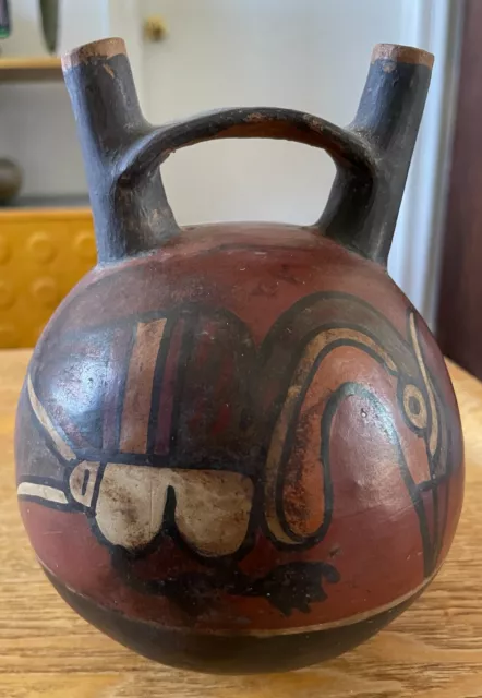 Ancient Pre Columbian Nazca Bird Decorated Vessel 2