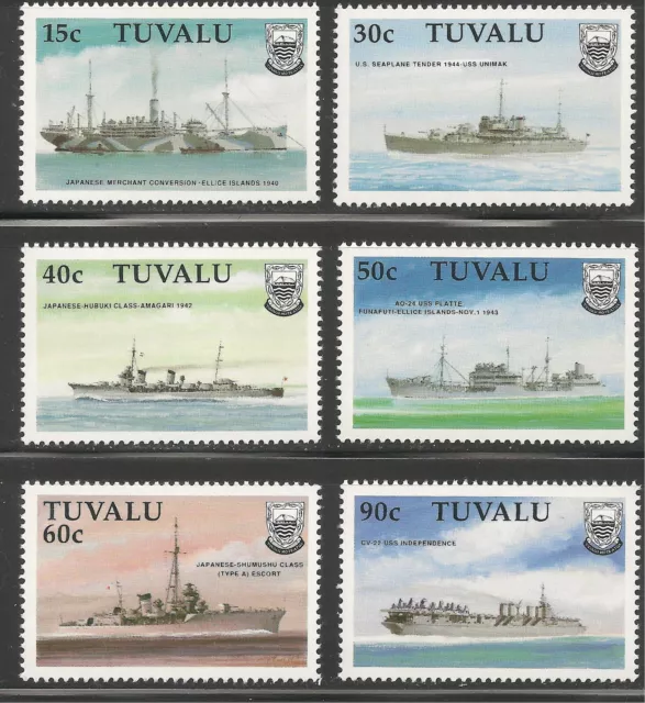 Tuvalu #543-548 (A77) VF MNH - 1990 15c to 90c World War II Ships