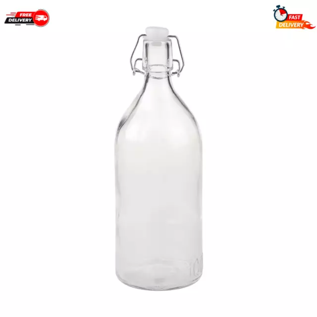 1L 1000ML Round Glass Water Bottle Clip Top Bottle Flip Top Glass Storage Bottle