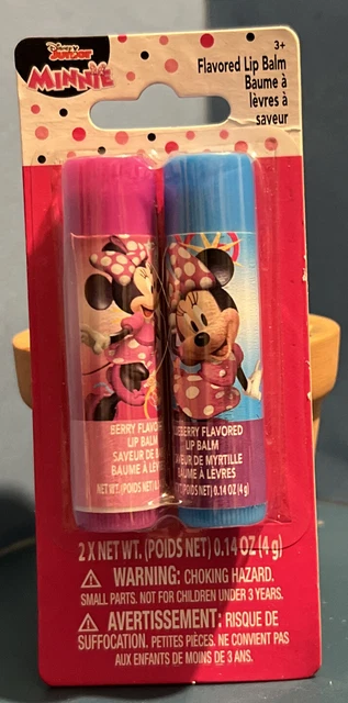 Minnie Mouse 2Pk Lip Balm Chapstick Berry &  Blueberry Berry Flavored 0.14oz NEW