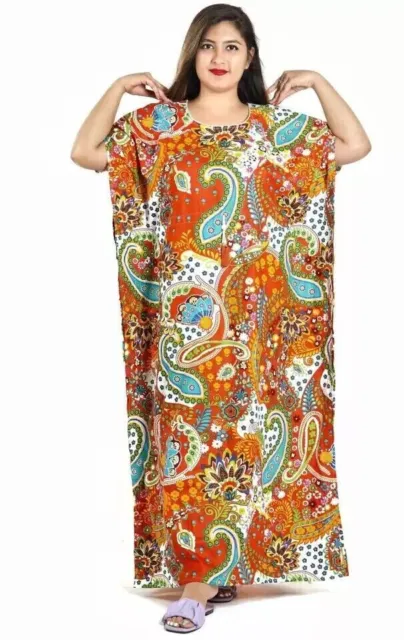 Mujer-caftán-caftán-largo-vestido-túnica-vestido-de-noche--hippy-boho-maxi-ta...