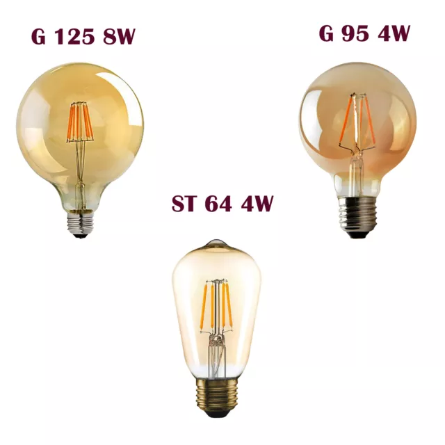 E27 LED Glühbirne Vintage Edison Filament Retro Leuchtmittel Warmweiss Bernstein
