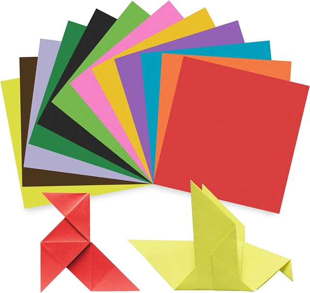 Papel origami ANVIRO, paquete de 120 hojas de doble cara en 12 colores nítidos, hojas