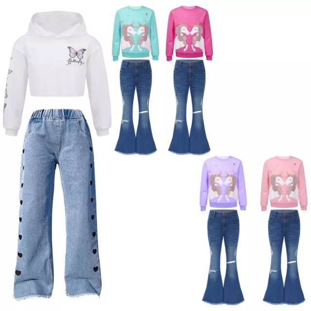 Set 2 pz abbigliamento bambina 6-16 anni set playwear maniche lunghe camicie pantaloni 3