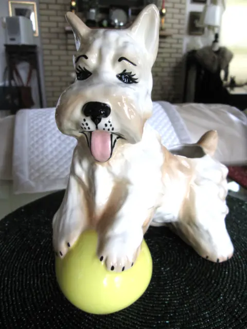VTG 50's Ceramic 8x9 Art Pottery Scottish Terrier Westie Dog Planter Figurine