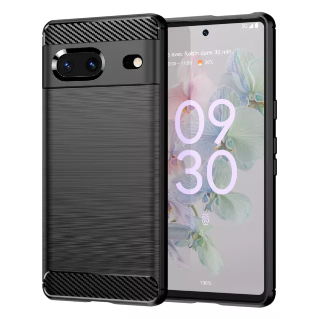 Google Pixel 7 Schutzhülle Silikon Case Carbon Look schwarz Slim Cover Bumper