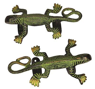 Lizard Shape Vintage Style Handmade Solid Brass Chameleons Door Pull Handle Pair 3