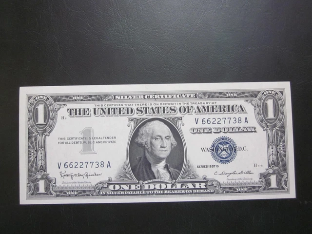 1957-B $1 One Dollar Silver Certificate Blue Seal Fancy Number 662277** Unc