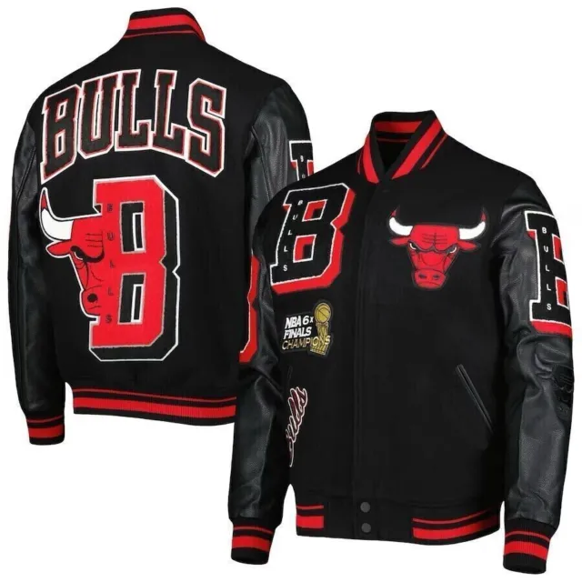 Men’s Black Pro Standard Chicago Bulls Mash Up Wool/Pu Varsity Jacket