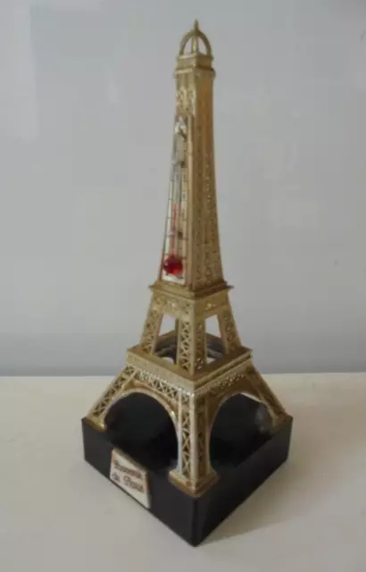 Tour Eiffel thermomètre Souvenir de Paris vintage 50s plastique doré
