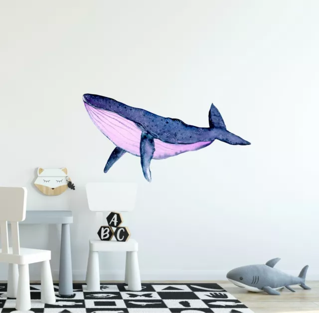 Watercolor Galaxy Humpback Whale Wall Decal Removable Fabric Vinyl Wall Sticker