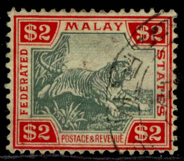MALAYSIA - Federated Malay GV SG79, $2 green & red/yellow, FINE USED. Cat £50.
