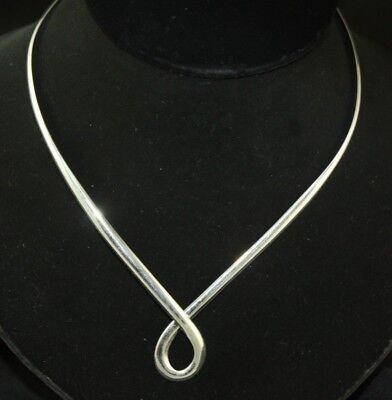 .925 Sterling Silver Plated Choker Collar Necklace V Loop Small Fashion Jewelry