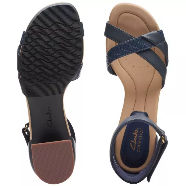 CLARKS WOMENS DESIRAE Lily Navy Block Heel Shoes 11 Medium (B,M) BHFO ...
