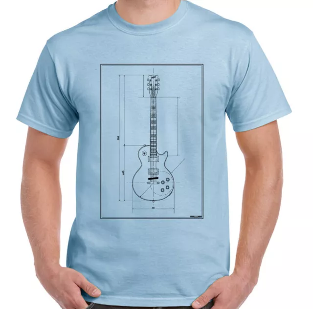 Guitar Blueprints Mens Funny Guitarist T-Shirt Electric Bass Acoustic Amp Rock