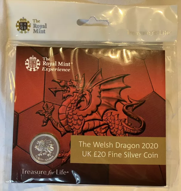 Royal Mint Experience The Welsh Dragon 2020 UK £20 Fine Silver Coin Sealed RARE