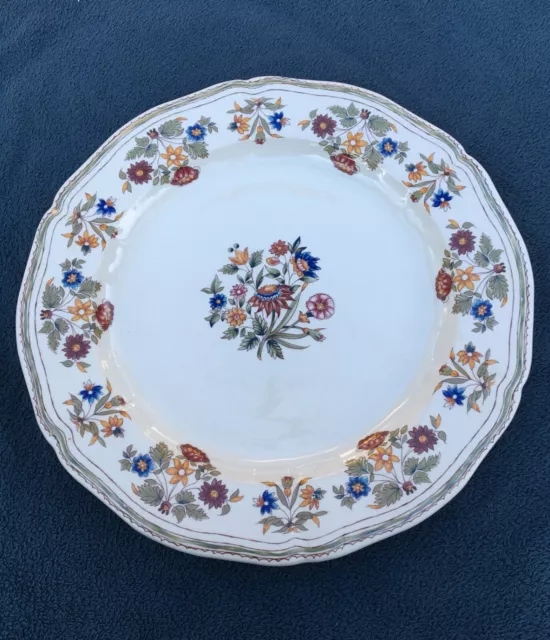 Faïence de Gien, grand plat rond, décor Moustiers Olerys, fleurs .34 cm