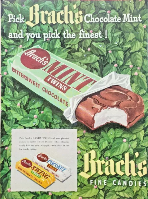 1955 1950s BRACHS CANDY Chocolate Covered Cherries = Print AD