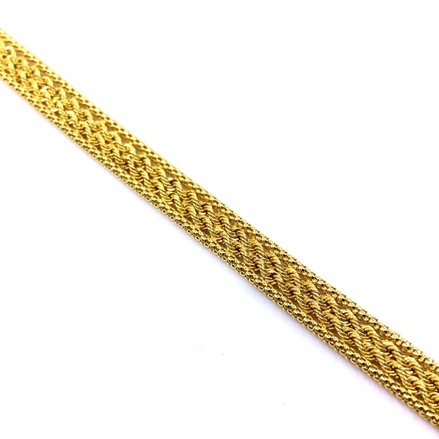 Bracelet chaîne pop-corn italienne à double rang pour femme en or jaune 14...