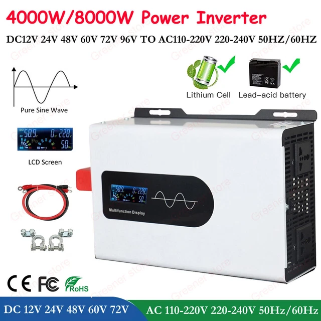 8000W PEAK POWER Pure Sine Wave Solar Inverter 12V 24V 48V 60V 72V 96V ...